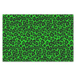 Lime Green and Black Leopard Animal Print  Tissue Paper