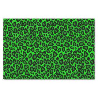 Lime Green and Black Leopard Animal Print  Tissue Paper