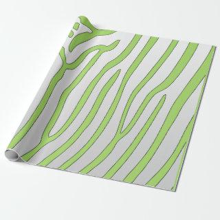 Lime Green and White Zebra Stripes Animal Print