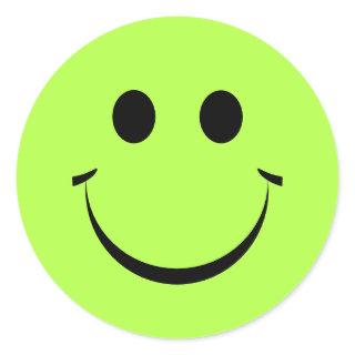 Lime Green Personalized Happy Face Classic Round Sticker