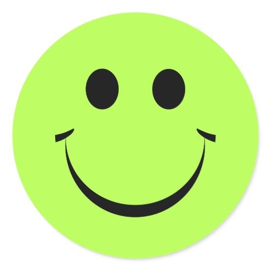 Lime Green Personalized Happy Face Classic Round Sticker