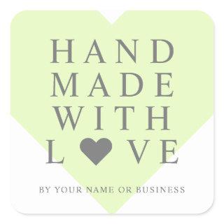 Lime Heart with Handmade with Love Quote Square Sticker