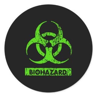 Lime Neon Green Bio-Hazard Chemicals Graphic Classic Round Sticker