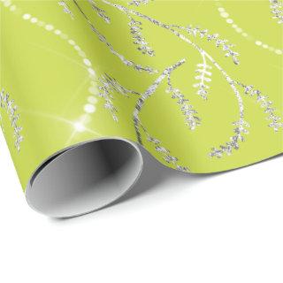 Limon Yellow Spark Laurel Floral Silver Diamonds