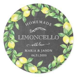 limoncello chalkboard monogram favor classic round sticker