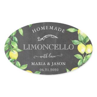 limoncello chalkboard monogram favor oval sticker