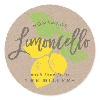 Limoncello Label, lemon illustration Classic Round Sticker