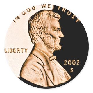 Lincoln Penny 2 Classic Round Sticker