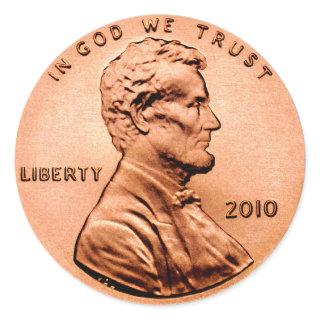 Lincoln Penny Classic Round Sticker