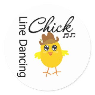Line Dancing Chick Classic Round Sticker