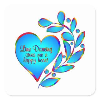 Line Dancing Happy Heart Square Sticker