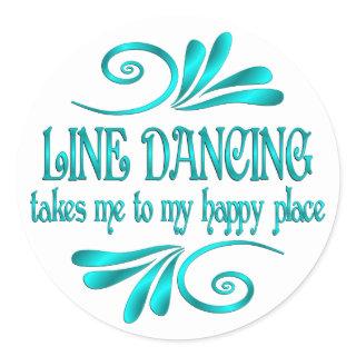 Line Dancing Happy Place Classic Round Sticker