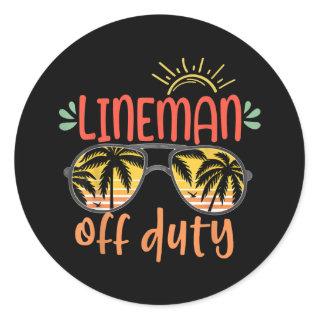 Lineman Off Duty Vintage Retro Electrician  Classic Round Sticker