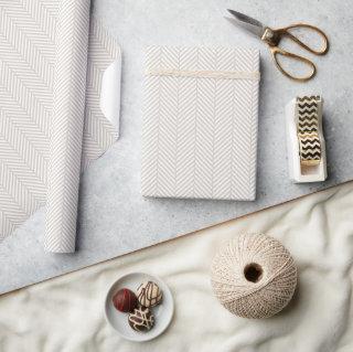 Linen Beige and White Herringbone