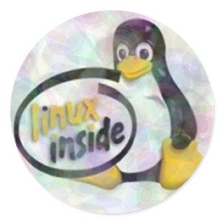 LINUX INSIDE Tux the Linux Penguin Logo Classic Round Sticker