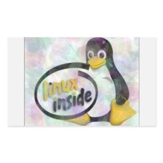 LINUX INSIDE Tux the Linux Penguin Logo Rectangular Sticker