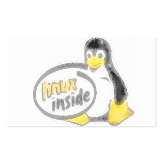LINUX INSIDE Tux the Linux Penguin Logo Rectangular Sticker