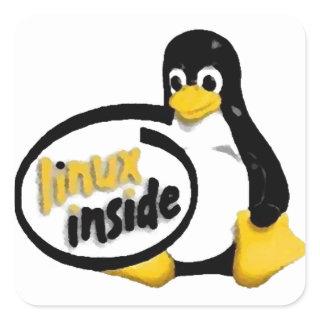 LINUX INSIDE Tux the Linux Penguin Logo Square Sticker