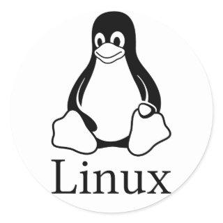 Linux Logo w/ Tux the Linux Penguin Classic Round Sticker