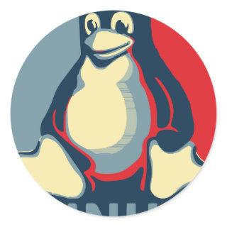 Linux tux penguin classic obama poster classic round sticker