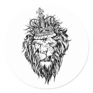 Lion in crown classic round sticker