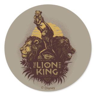 Lion King | Rafiki Presenting Simba Woodcut Design Classic Round Sticker
