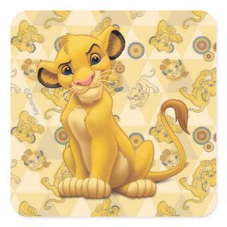 Lion King | Simba on Triangle Pattern Square Sticker