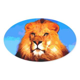 Lion Oval Sticker