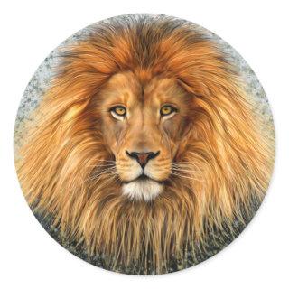 Lion Photograph Paint Art image Classic Round Sticker
