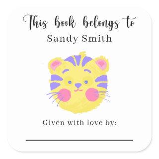Lion - This book belongs to with message Square Sticker