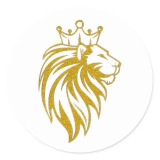 Lion With Crown - Gold Style 2 Classic Round Sticker
