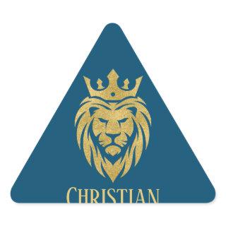 Lion With Crown - Gold Style 3 Triangle Sticker