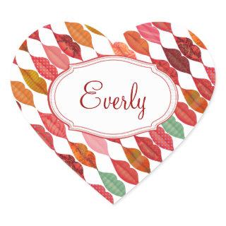 Lips Mrs. Hipster Vintage Retro Bride Heart Sticker