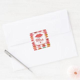 Lips Mrs. Hipster Vintage Retro Bride Square Sticker