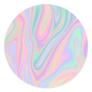 Liquid Colorful Abstract Rainbow Classic Round Sticker