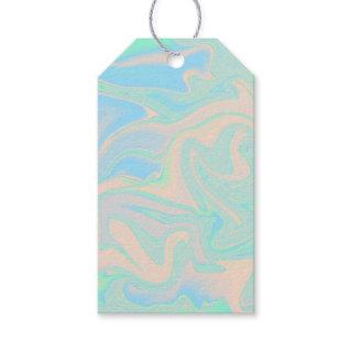 Liquid faux holographic iridescent texture gift tags