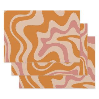 Liquid Swirl Retro Vibe Orange and Dusky Pink  Sheets