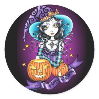 "Lisa" Halloween Pumpkin Witch Stickers