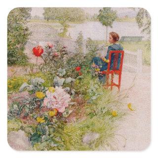 Lisbeth  in the Flower Garden Square Sticker