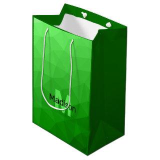 Lite green gradient geometry mesh pattern Monogram Medium Gift Bag