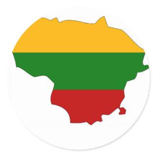 Lithuania flag map classic round sticker