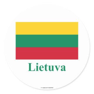 Lithuania Flag with Name in Lithuanian Classic Round Sticker