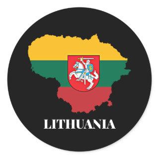 Lithuania sillhouette and flag classic round sticker