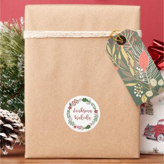 Lithuanian Merry Christmas Wreath Linksmų Kalėdų Classic Round Sticker