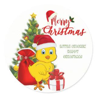 Little Baby Chicken Christmas Classic Round Sticker