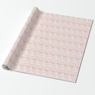 Little Baby Giraffe With Pink Floral Crown Pattern