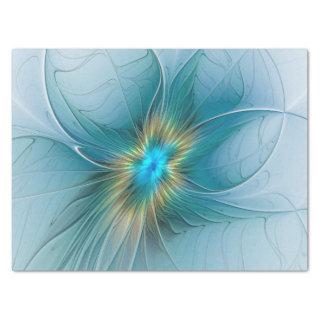 Little Beauty Modern Blue Gold Fractal Art Flower Tissue Paper