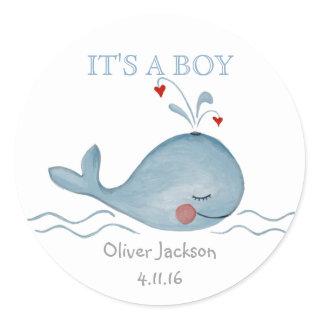 Little Blue cute Whale Nautical | Round Sticker