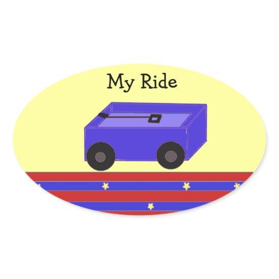 LIttle Blue Wagon Oval Sticker
