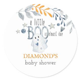 Little Boo Halloween Ghost Baby Shower Classic Round Sticker
